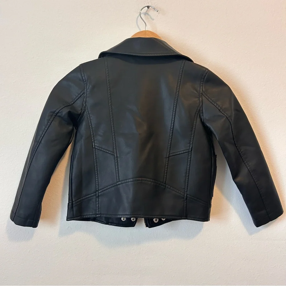 Urban Republic 5/6 Girls Black Faux Leather Kids Jacket